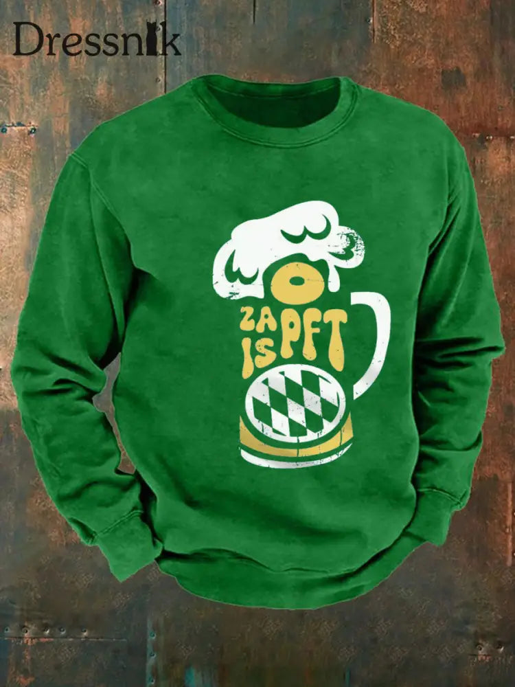 Herren Oktoberfest O’zapft ist lang ärmel iges Sweatshirt bedruckt Grün / S