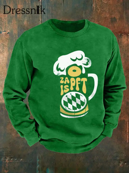Herren Oktoberfest O’zapft ist lang ärmel iges Sweatshirt bedruckt Grün / S