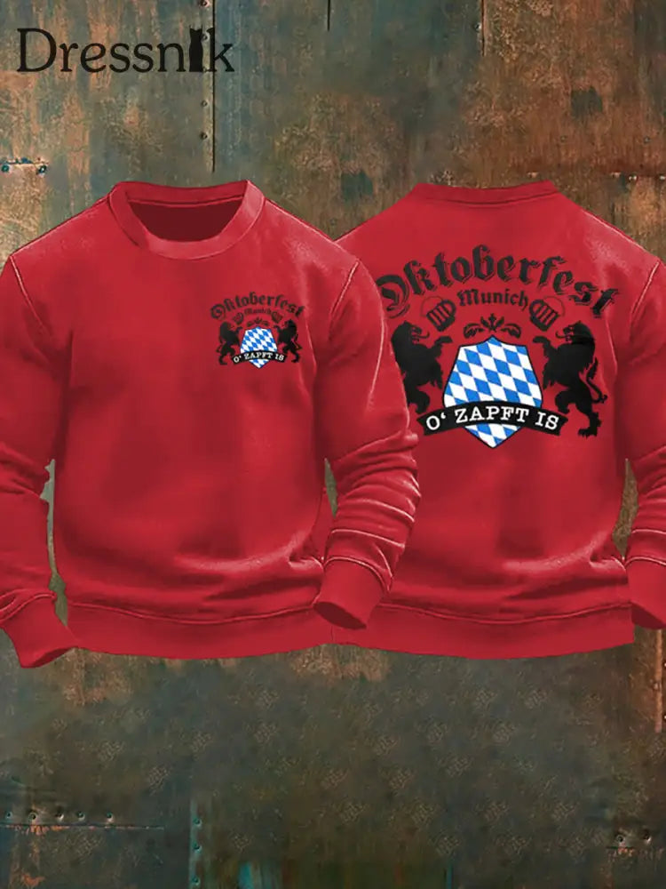 Herren Oktoberfest O’zapft ist lang ärmel iges Sweatshirt bedruckt Rot / S