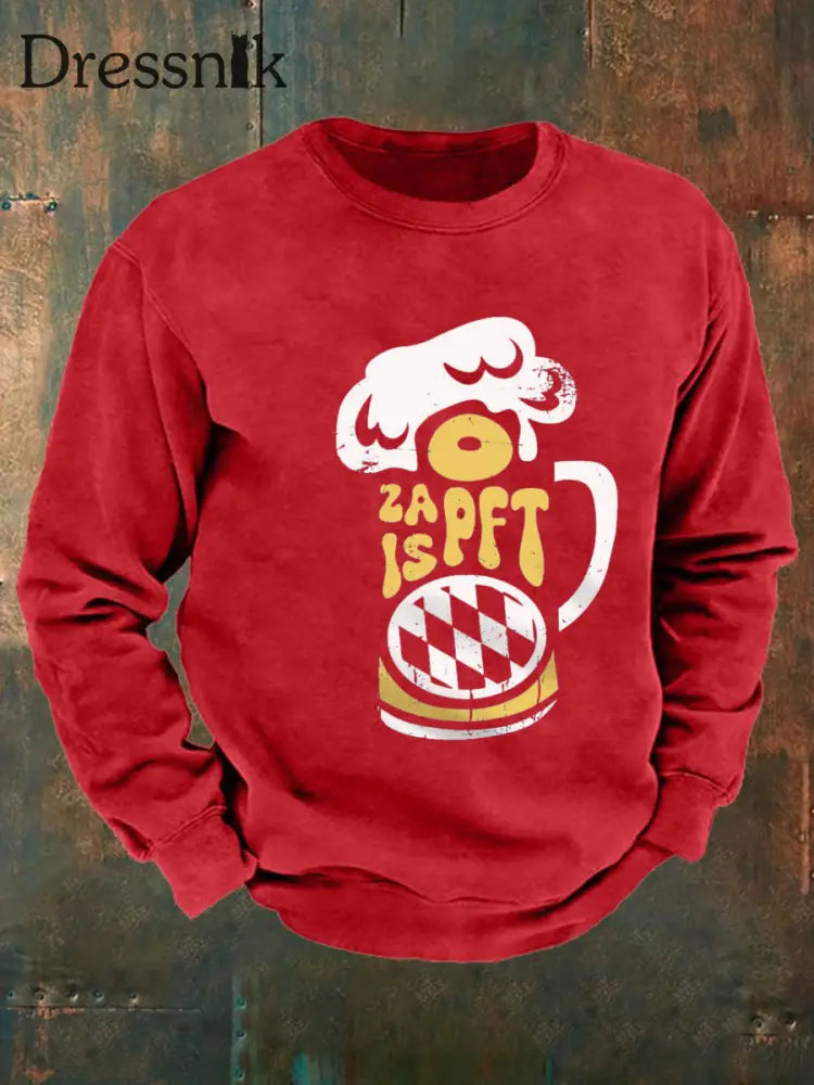 Herren Oktoberfest O’zapft ist lang ärmel iges Sweatshirt bedruckt Rot / S