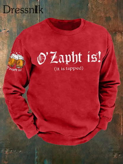 Herren Oktoberfest O’zapft ist lang ärmel iges Sweatshirt bedruckt Rot / S