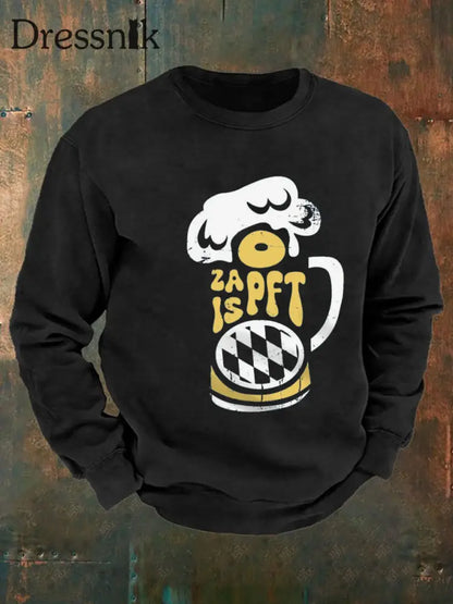 Herren Oktoberfest O’zapft ist lang ärmel iges Sweatshirt bedruckt Schwarz / S