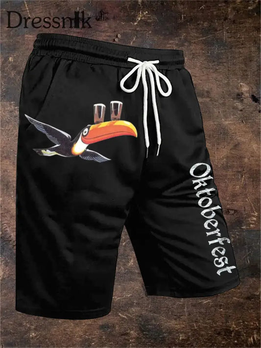 Herren Oktoberfest Print Shorts Schwarz / S