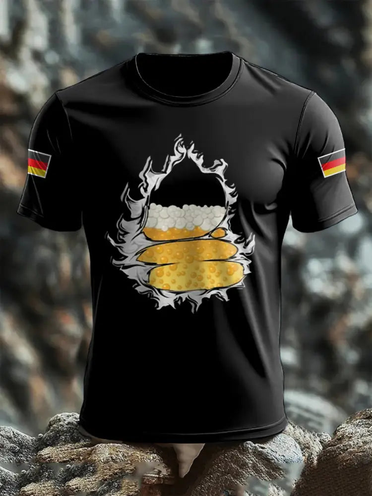 Herren Oktoberfest Print T-Shirt Schwarz / S
