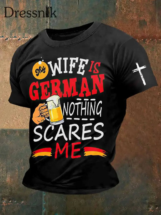Herren Oktoberfest Print Vintage Mode Kurzarm T-Shirt Schwarz / S