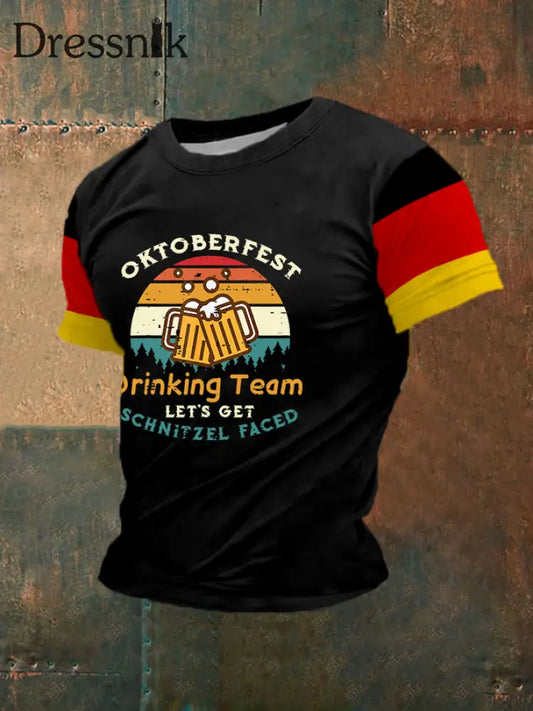 Herren Oktoberfest Trink team Print T-Shirt Schwarz / S