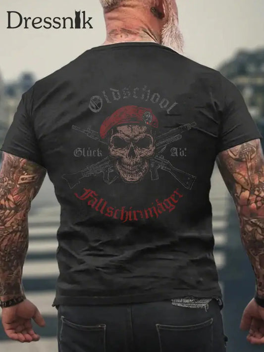 Herren Oldschool Fallschirm jäger T-Shirt mit kurzen Ärmeln Schwarz / S