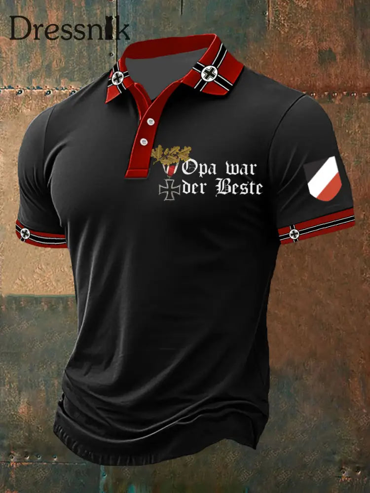 Herren Opa War Der Beste Bedrucktes Kurzarm-Polos hirt Schwarz / S