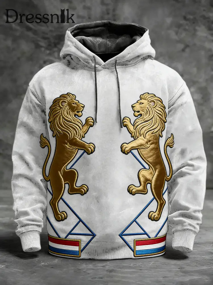 Herren Opulenter Doppelter Goldener Löwe Luxemburg Hoodie mehrfarbig / S