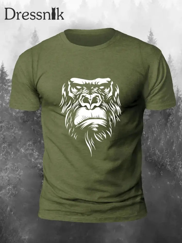 Herren Orang-Utan Print Casual T-Shirt Armee grün / S