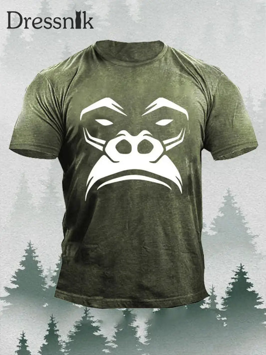 Herren Orang-Utan Print Casual T-Shirt Armee grün / S