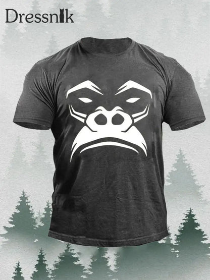 Herren Orang-Utan Print Casual T-Shirt Dunkelgrau / S