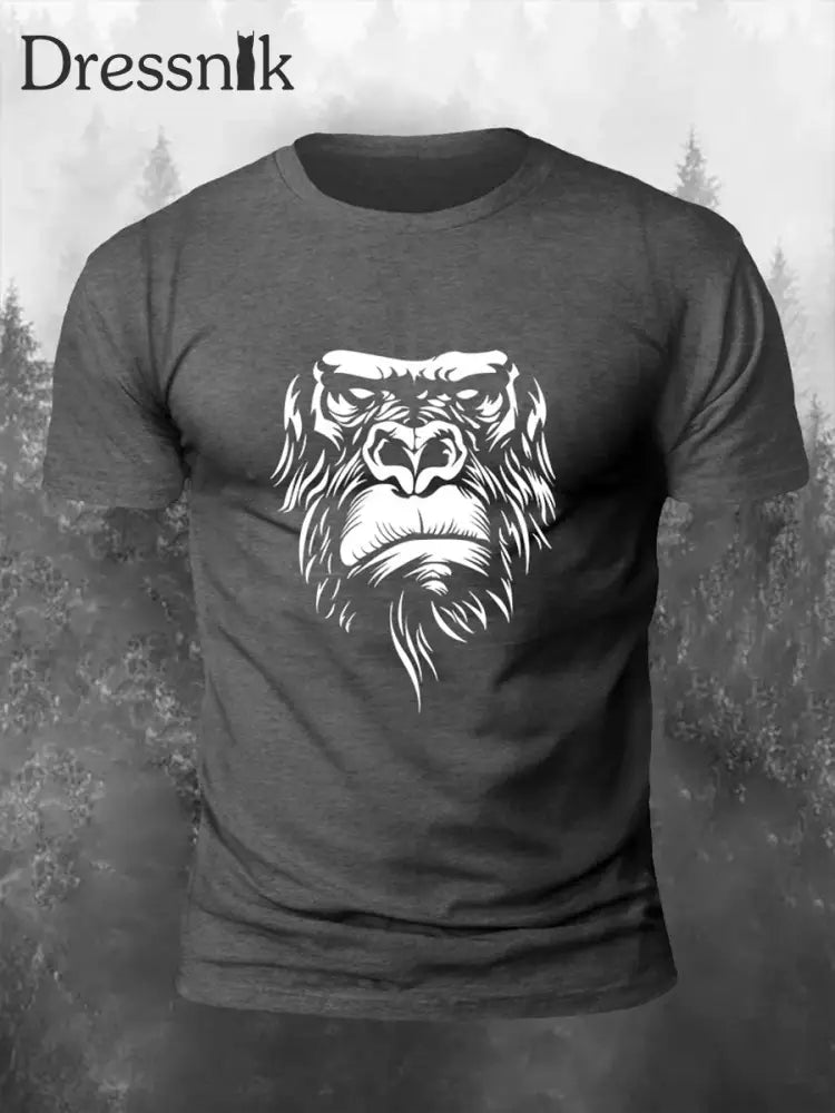 Herren Orang-Utan Print Casual T-Shirt Dunkelgrau / S