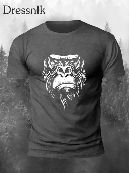 Herren Orang-Utan Print Casual T-Shirt Dunkelgrau / S