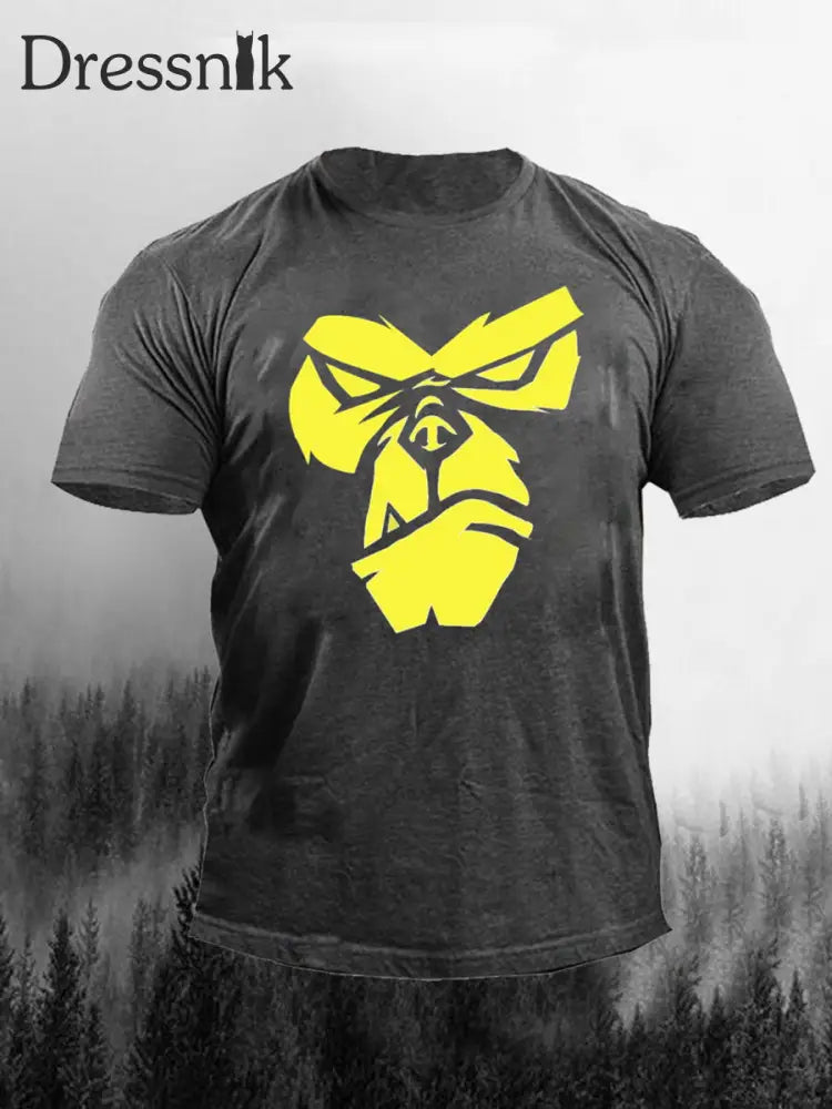 Herren Orang-Utan Print Casual T-Shirt Dunkelgrau / S
