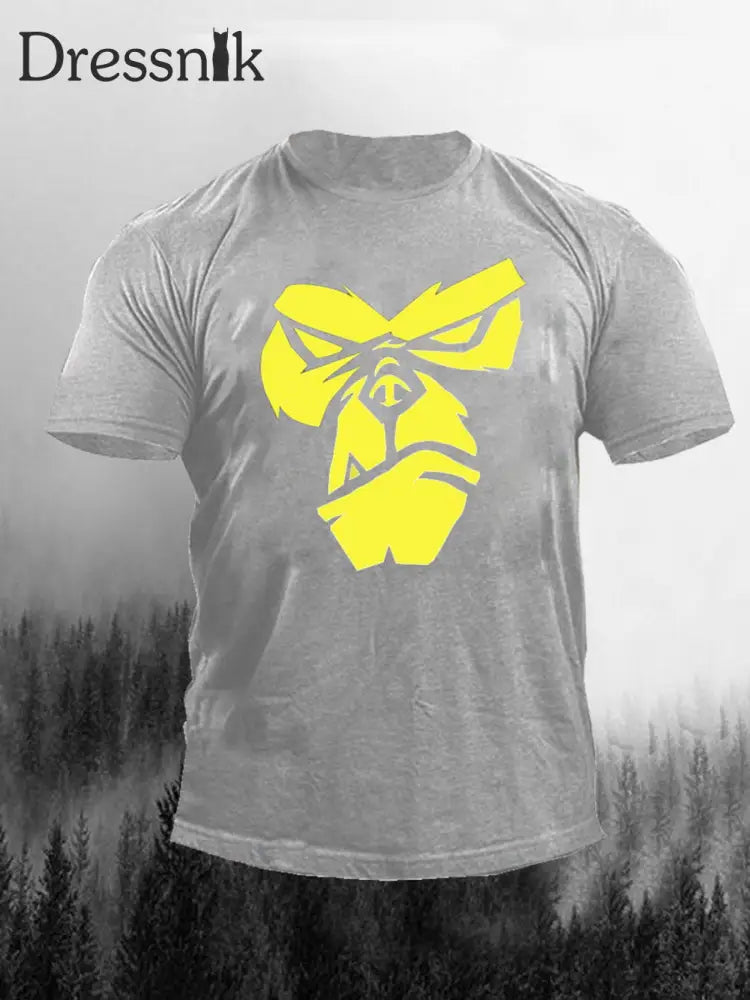 Herren Orang-Utan Print Casual T-Shirt Hellgrau / S