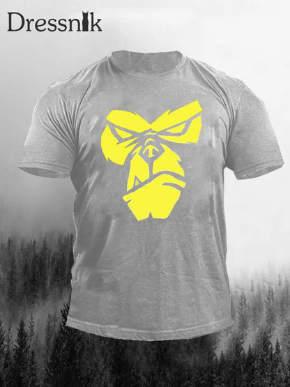 Herren Orang-Utan Print Casual T-Shirt Hellgrau / S