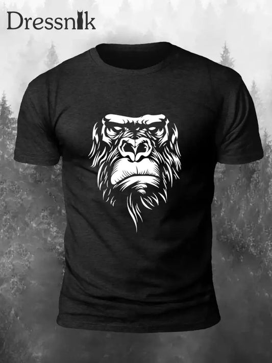 Herren Orang-Utan Print Casual T-Shirt Schwarz / S
