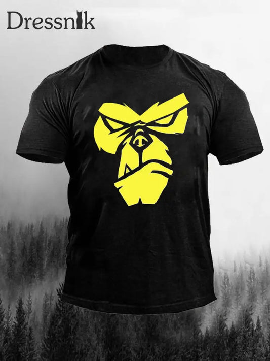 Herren Orang-Utan Print Casual T-Shirt Schwarz / S