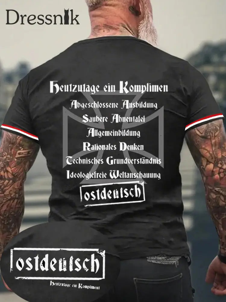 Herren Ostdeutsch Heutzutage Ein Kompliment T-Shirt mit kurzen Ärmeln Schwarz / S
