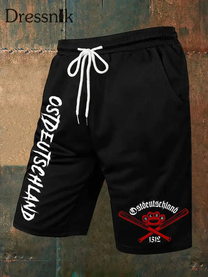 Herren-Ostdeutschland-Print-Freizeit shorts Schwarz / S