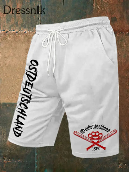 Herren-Ostdeutschland-Print-Freizeit shorts Weiß / S
