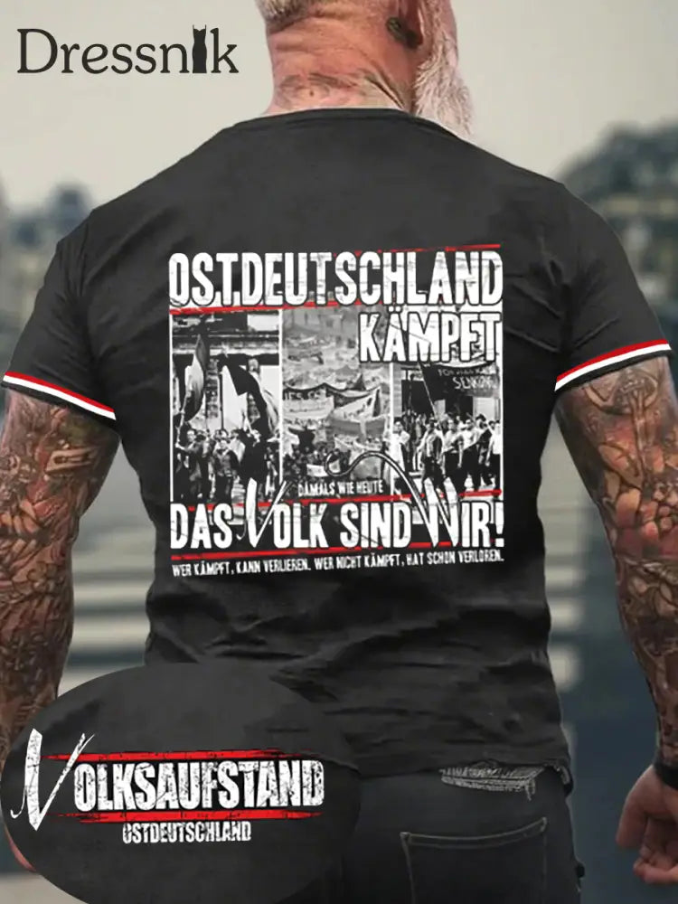 Herren Ostdeutschland-Volksaufstand-T-Shirt mit kurzen Ärmeln Schwarz / S
