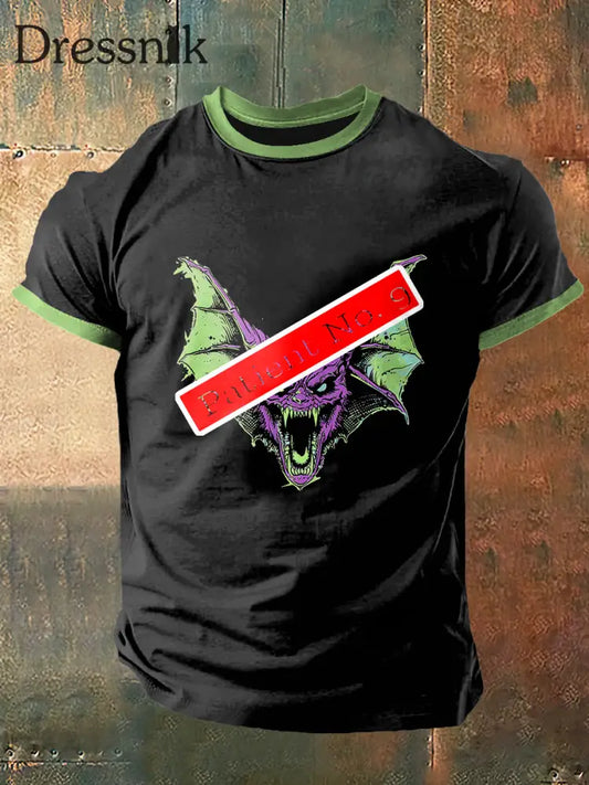 Herren Patient Nr. 9 Print Vintage Mode Kurzarm T-Shirt Schwarz / S