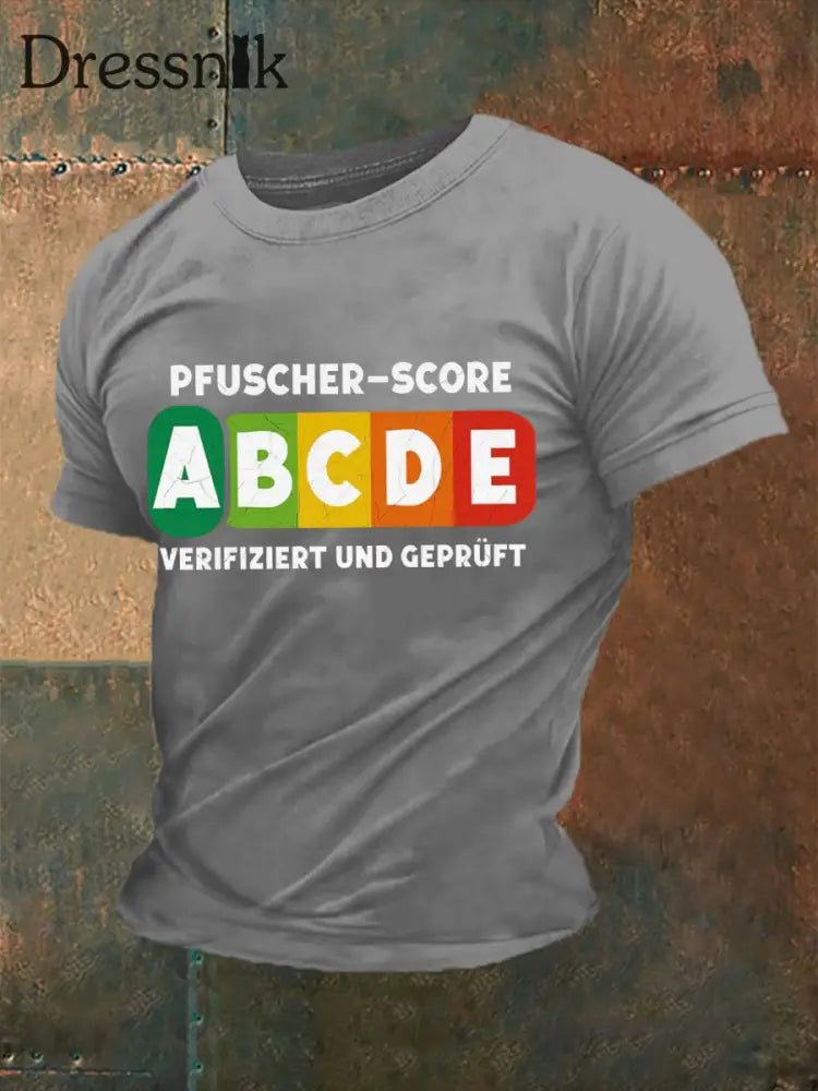 Herren Pfuscher Score bedrucktes Kurzarm-T-Shirt Hellgrau / S