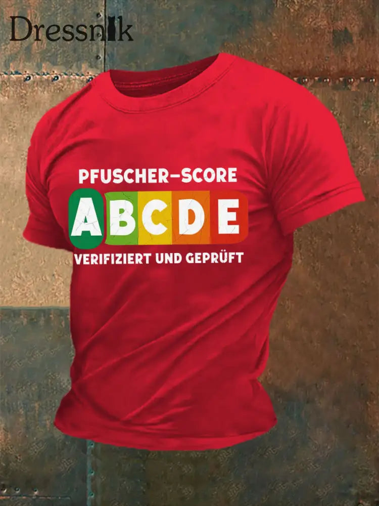 Herren Pfuscher Score bedrucktes Kurzarm-T-Shirt Reines Rot / S