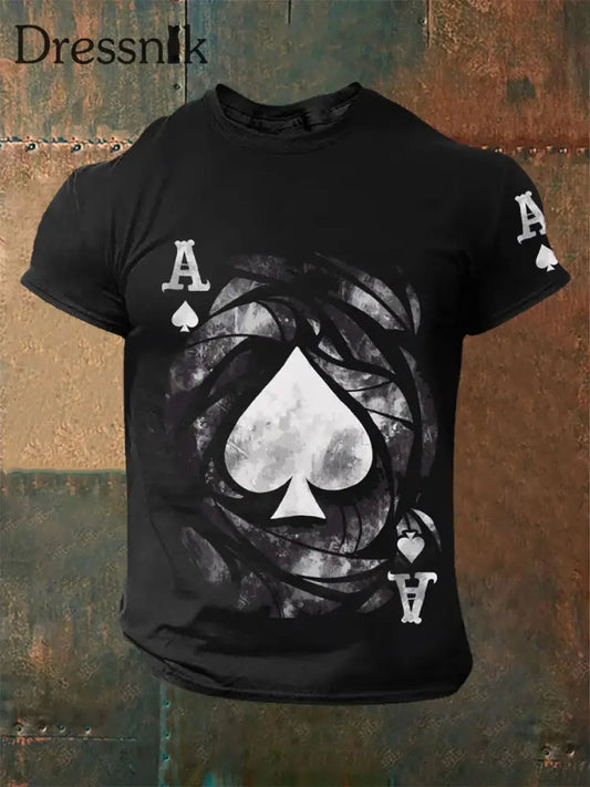 Herren Poker Ace of Pik T-Shirts Schwarz / S