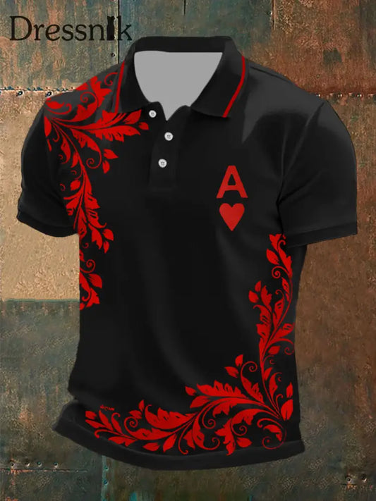 Herren Poker Herzen A Tops Schwarz / S