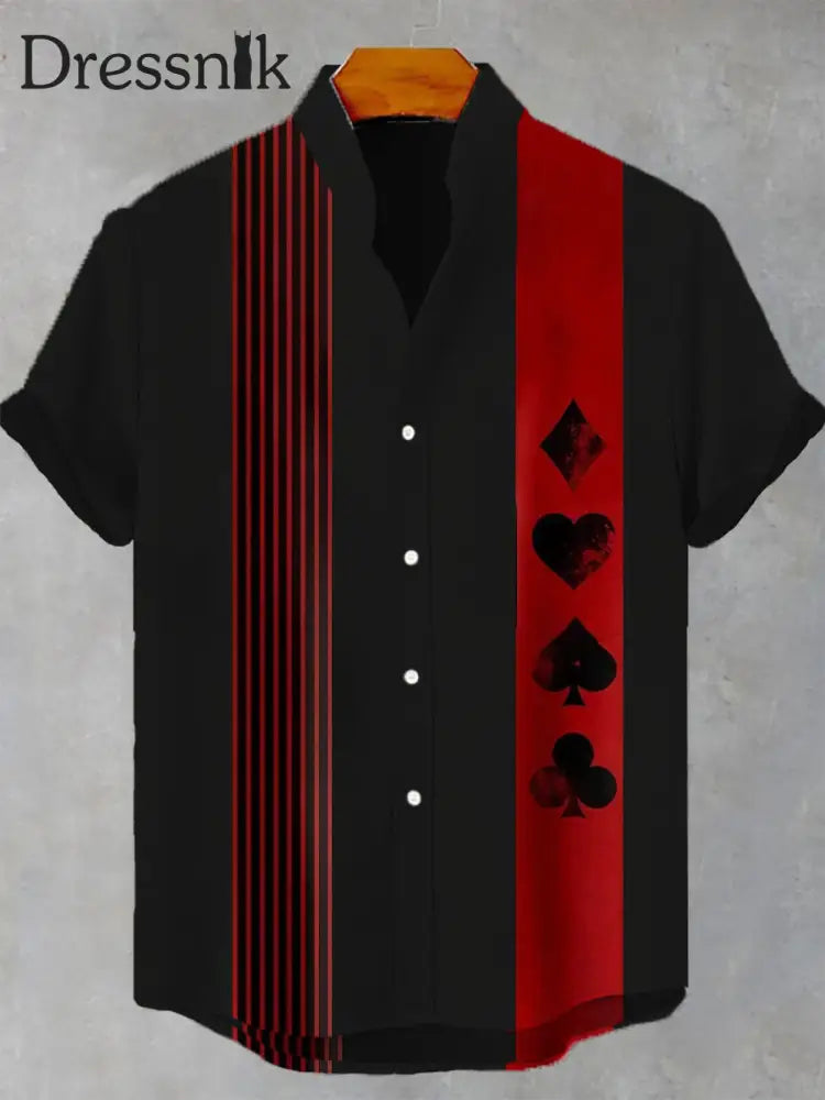 Herren-Poker-Kurzarm-Shirt Schwarz / S