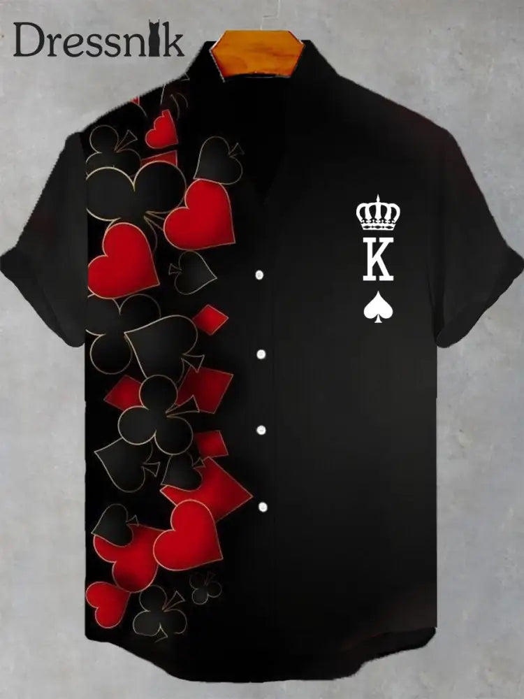 Herren-Poker-Kurzarm-Shirt Schwarz / S