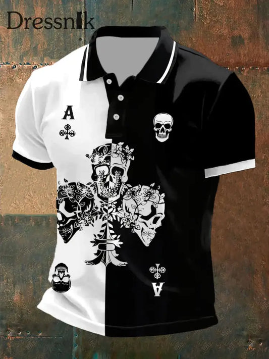 Herren Poker Schädel Casual Top als bild / S