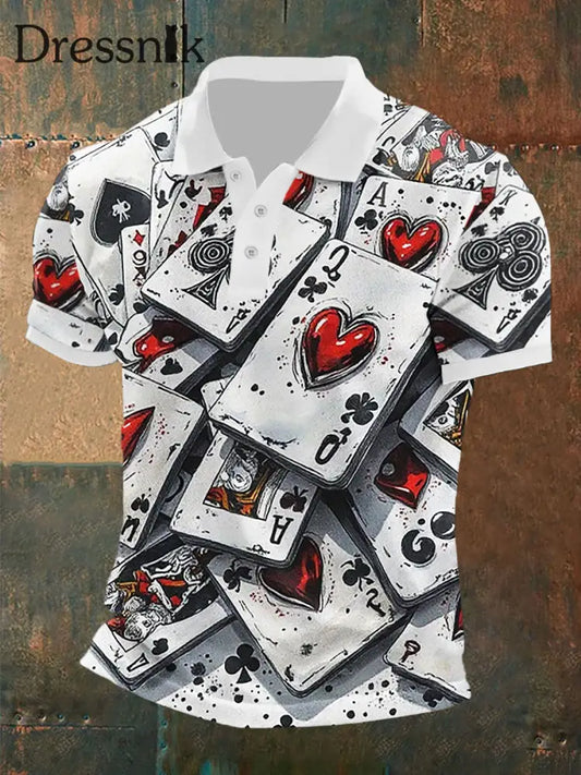 Herren Poker Schädel Casual Top Weiß / S