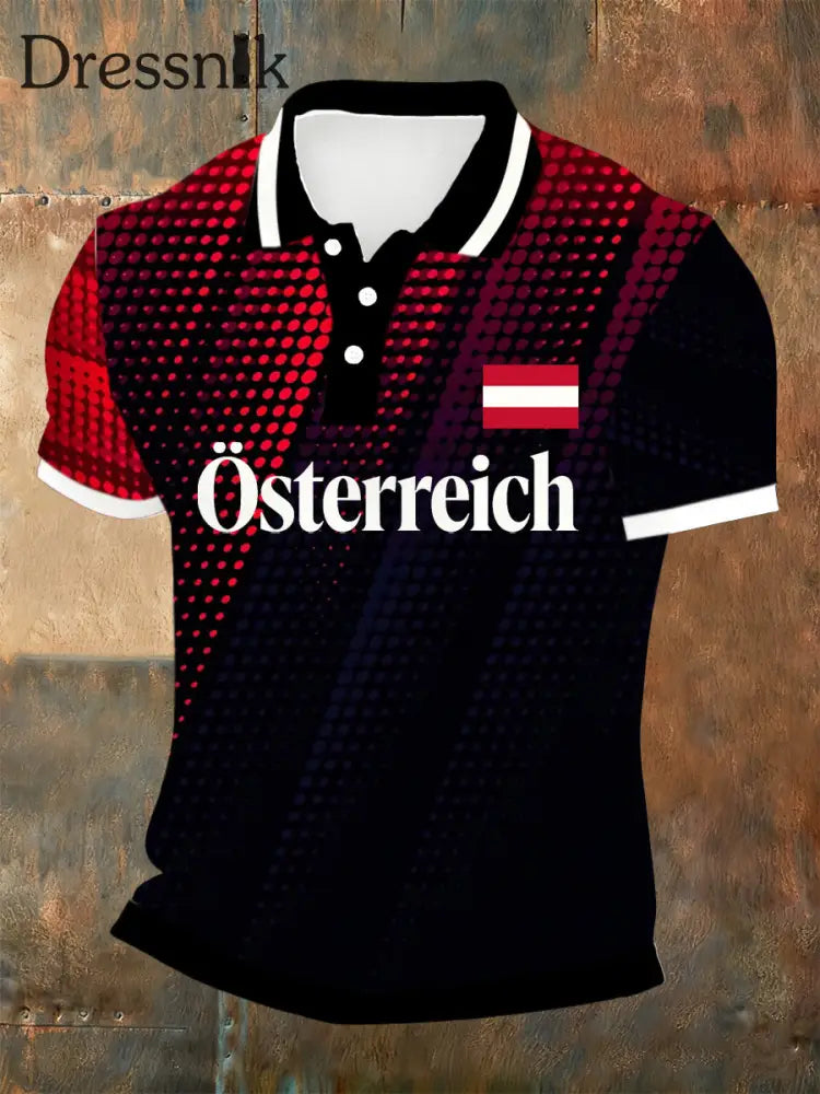 Herren-Polo-Shirt mit österreichisch inspirierten Print A / S