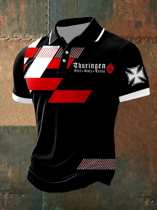 Herren-Polo-Shirt Thü ringen ehre stolz treu Schwarz / S
