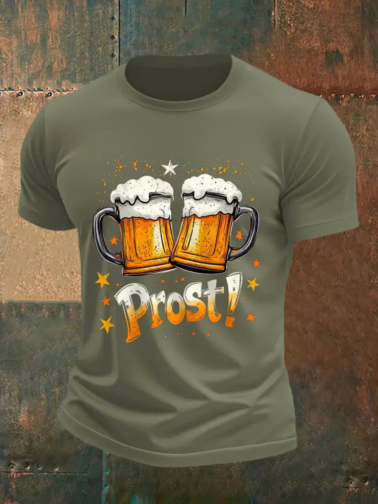 Herren Prost! Lässiges T-Shirt Armee grün / S