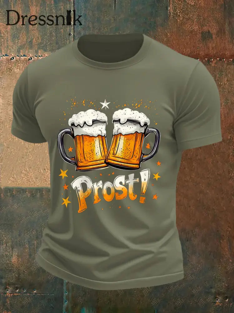 Herren Prost! Lässiges T-Shirt Armee grün / S