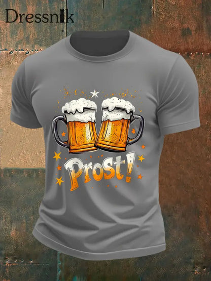 Herren Prost! Lässiges T-Shirt Hellgrau / S