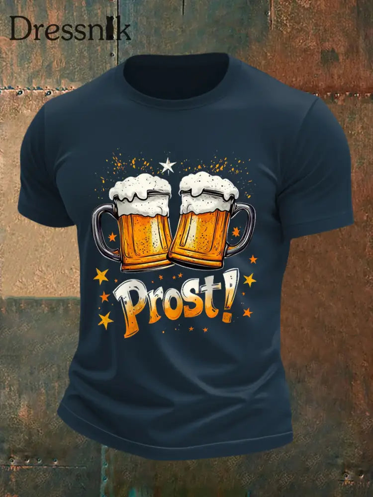 Herren Prost! Lässiges T-Shirt Marineblau / S
