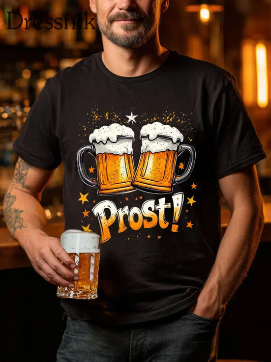 Herren Prost! Lässiges T-Shirt Schwarz / S