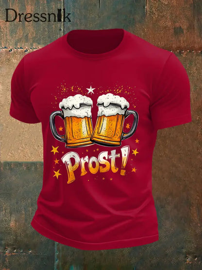Herren Prost! Lässiges T-Shirt Tiefrot / S