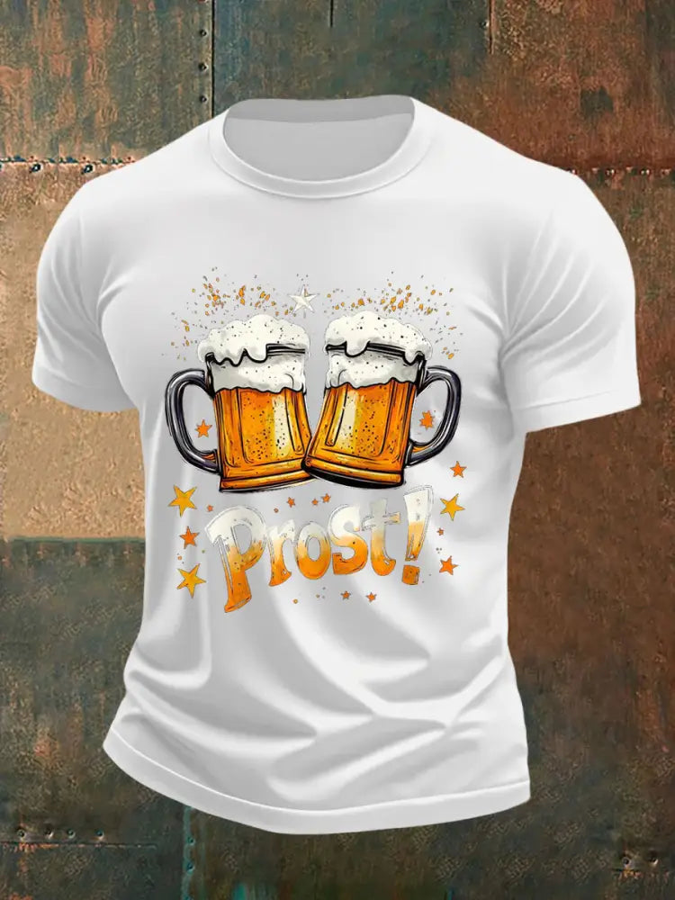 Herren Prost! Lässiges T-Shirt Weiß / S