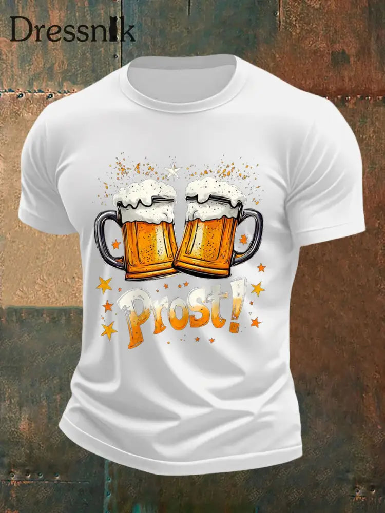 Herren Prost! Lässiges T-Shirt Weiß / S