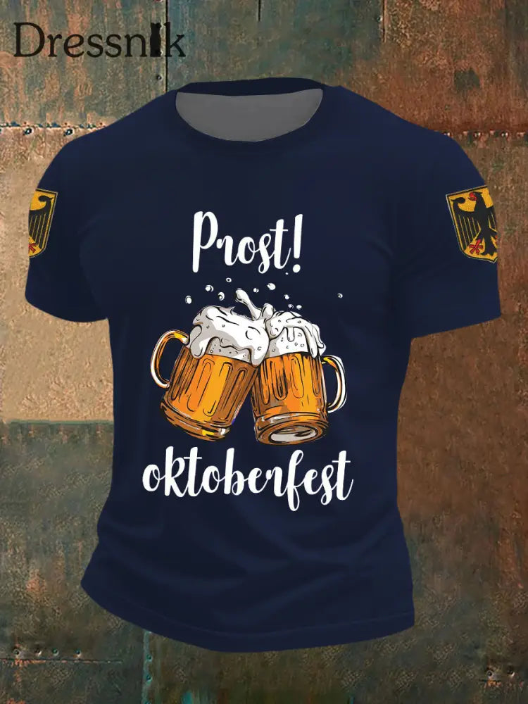 Herren Prost Oktoberfest Kurzarm T-Shirt Marineblau / S