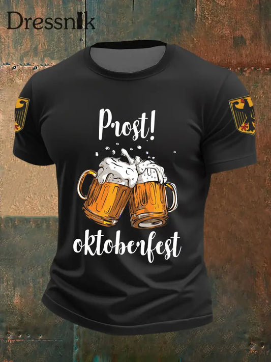 Herren Prost Oktoberfest Kurzarm T-Shirt Schwarz / S