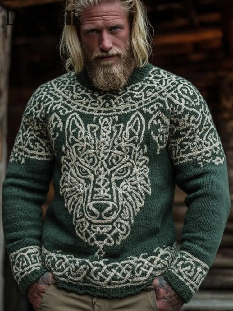 Herren Pullover im Viking-Stil Grün / S