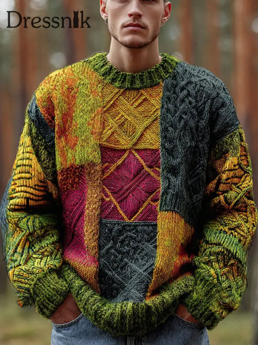 Herren Pullover mit geometrischem Muster als bild / S